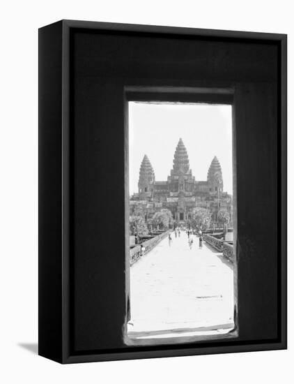 Angkor Wat Doorway View, Cambodia-Walter Bibikow-Framed Premier Image Canvas