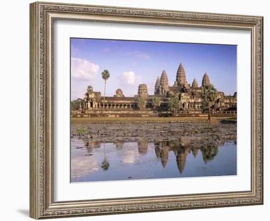 Angkor Wat Reflected in the Lake, Unesco World Heritage Site, Angkor, Siem Reap Province, Cambodia-Gavin Hellier-Framed Photographic Print