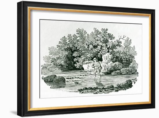 Angler in a River Pool-Thomas Bewick-Framed Giclee Print