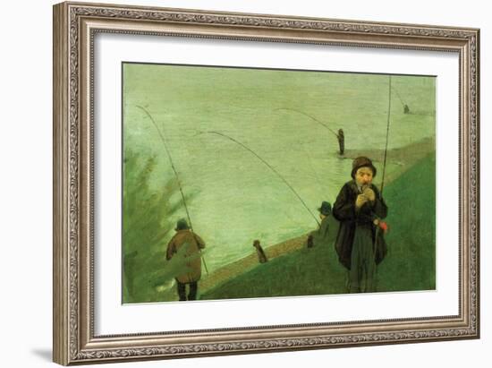 Anglers on the Rhine-Auguste Macke-Framed Art Print