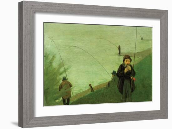 Anglers on the Rhine-Auguste Macke-Framed Art Print