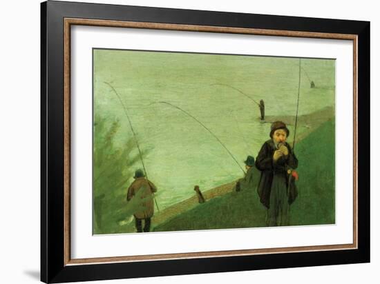 Anglers on the Rhine-Auguste Macke-Framed Art Print