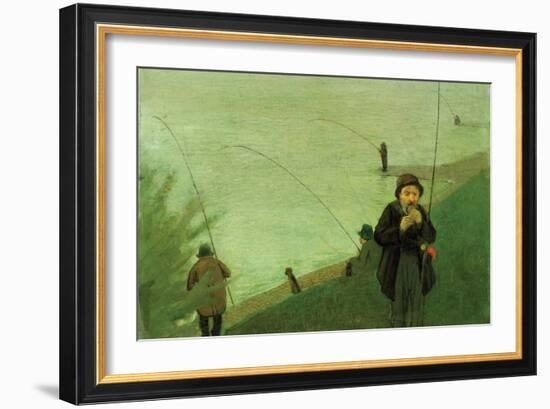 Anglers on the Rhine-Auguste Macke-Framed Art Print