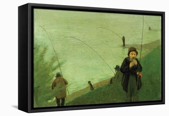 Anglers On The Rhine-Auguste Macke-Framed Stretched Canvas