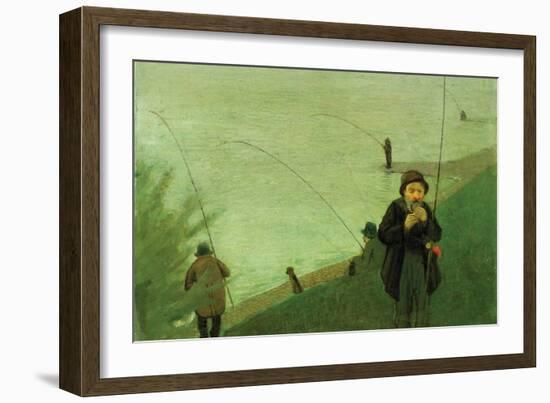 Anglers On The Rhine-Auguste Macke-Framed Art Print