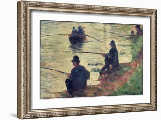 Anglers, Study for "La Grande Jatte", 1883-Georges Seurat-Framed Giclee Print