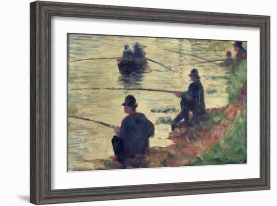 Anglers, Study for "La Grande Jatte", 1883-Georges Seurat-Framed Giclee Print