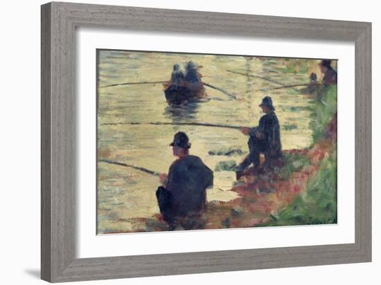 Anglers, Study for "La Grande Jatte", 1883-Georges Seurat-Framed Giclee Print