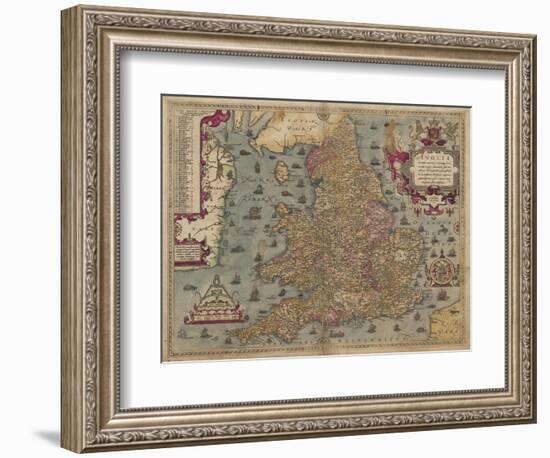 Anglia: England and Wales, 1579-Christopher Saxton-Framed Giclee Print