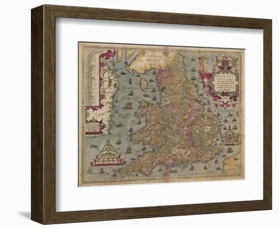 Anglia: England and Wales, 1579-Christopher Saxton-Framed Giclee Print