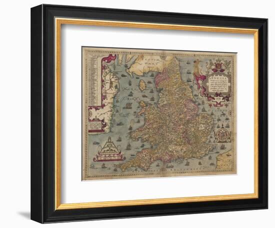 Anglia: England and Wales, 1579-Christopher Saxton-Framed Giclee Print