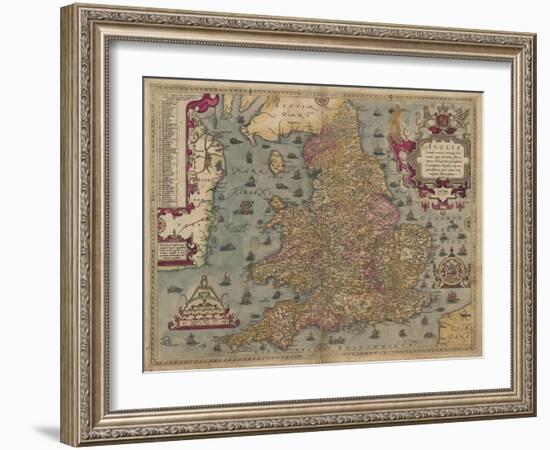 Anglia: England and Wales, 1579-Christopher Saxton-Framed Giclee Print