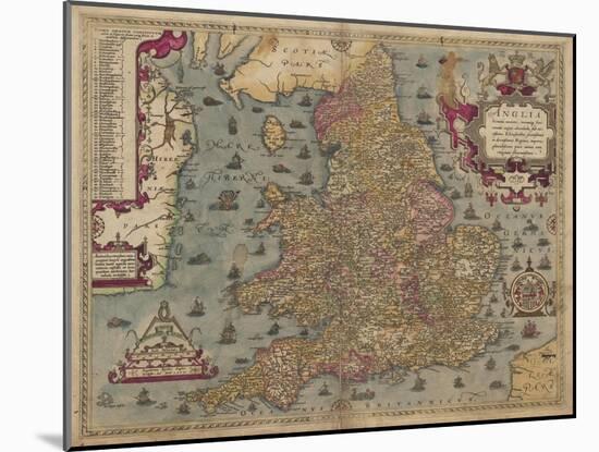 Anglia: England and Wales, 1579-Christopher Saxton-Mounted Giclee Print