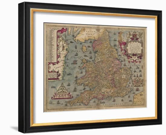 Anglia: England and Wales, 1579-Christopher Saxton-Framed Giclee Print