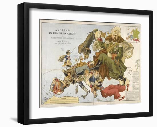 Angling in Troubled Waters, A Serio Comic Map of Europe, 1890-Frederick W Rose-Framed Giclee Print