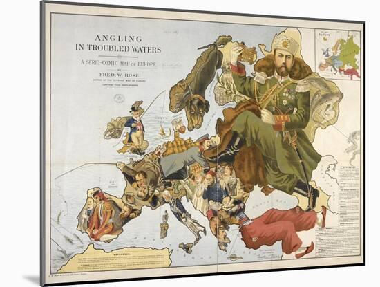 Angling in Troubled Waters, A Serio Comic Map of Europe, 1890-Frederick W Rose-Mounted Giclee Print