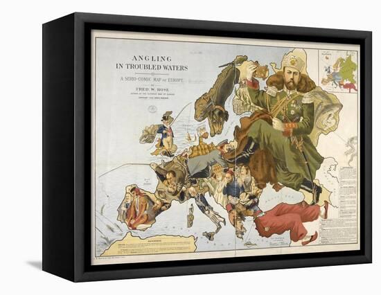 Angling in Troubled Waters, A Serio Comic Map of Europe, 1890-Frederick W Rose-Framed Premier Image Canvas