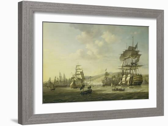 Anglo-Dutch Fleet in the Bay of Algiers-Nicolaas Baur-Framed Art Print