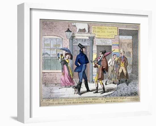 Anglo-Gallic Salutations in London, Or, Practice Makes Perfect, 1822-George Cruikshank-Framed Giclee Print