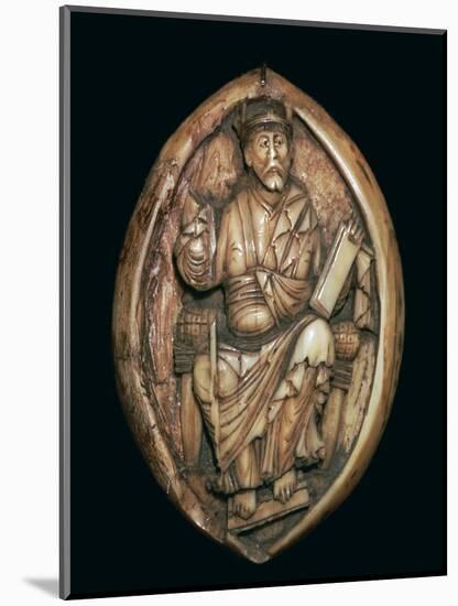 Anglo-Saxon carving of a man writing a book, 10th century. Artist: Unknown-Unknown-Mounted Giclee Print
