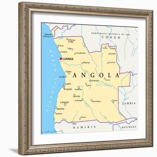 Angola Political Map-Peter Hermes Furian-Framed Art Print