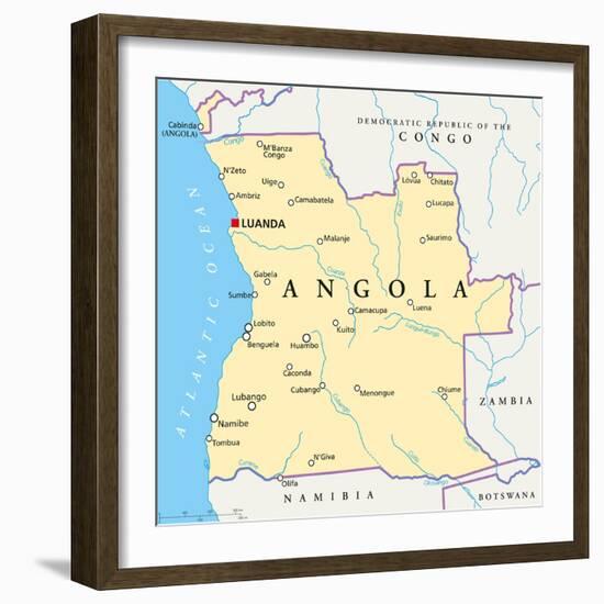 Angola Political Map-Peter Hermes Furian-Framed Art Print