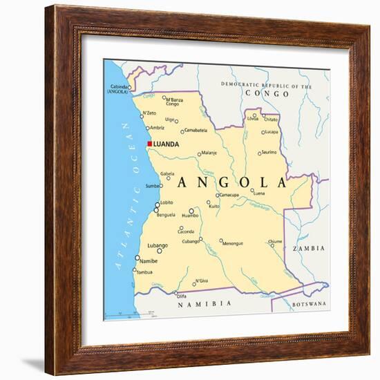 Angola Political Map-Peter Hermes Furian-Framed Art Print