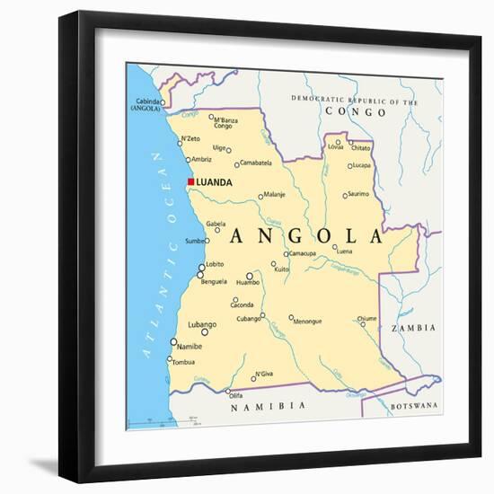 Angola Political Map-Peter Hermes Furian-Framed Art Print