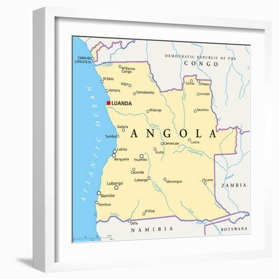 Angola Political Map-Peter Hermes Furian-Framed Art Print