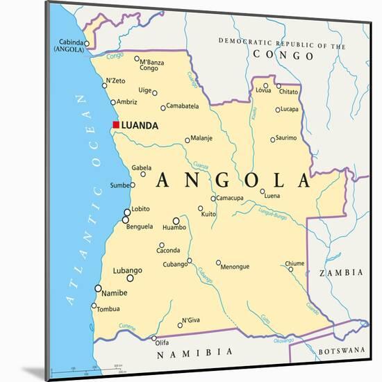 Angola Political Map-Peter Hermes Furian-Mounted Art Print