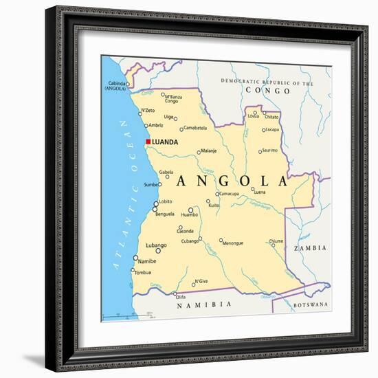 Angola Political Map-Peter Hermes Furian-Framed Art Print