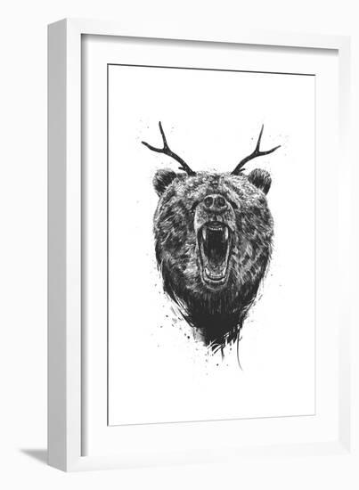 Angry Bear With Antlers-Balazs Solti-Framed Art Print