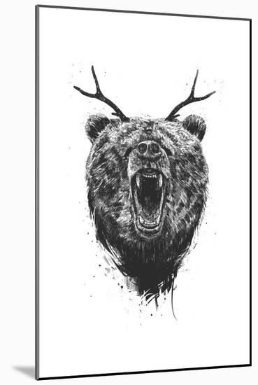 Angry Bear With Antlers-Balazs Solti-Mounted Art Print