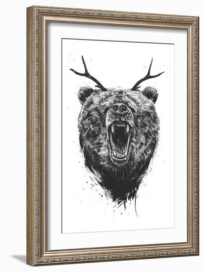 Angry Bear with Antlers-Balazs Solti-Framed Giclee Print