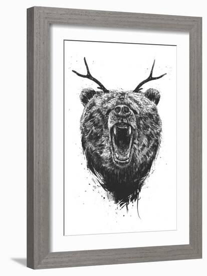 Angry Bear with Antlers-Balazs Solti-Framed Giclee Print