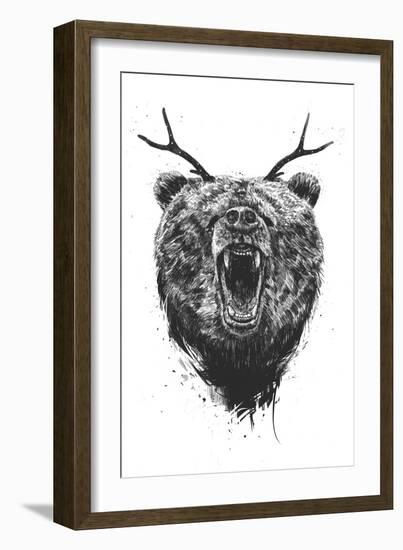 Angry Bear with Antlers-Balazs Solti-Framed Giclee Print