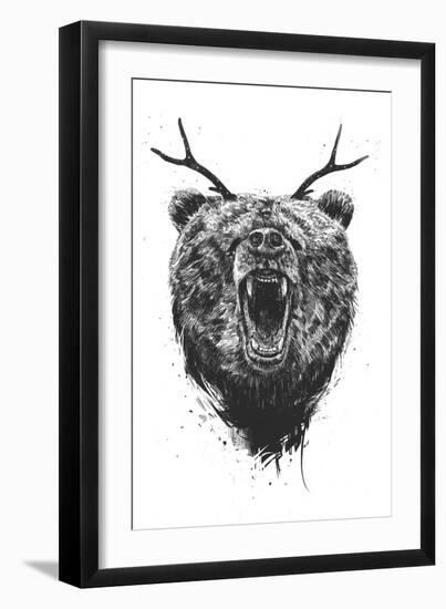 Angry Bear with Antlers-Balazs Solti-Framed Giclee Print