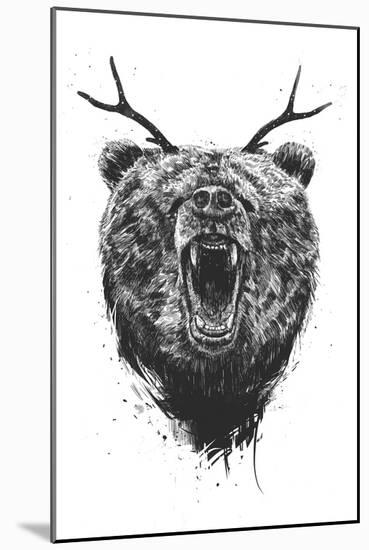 Angry Bear with Antlers-Balazs Solti-Mounted Giclee Print