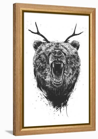 Angry Bear with Antlers-Balazs Solti-Framed Premier Image Canvas