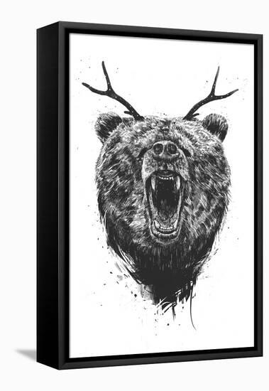 Angry Bear with Antlers-Balazs Solti-Framed Premier Image Canvas