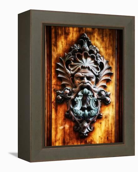 Angry Man Face Door Knocker in Florence-George Oze-Framed Premier Image Canvas