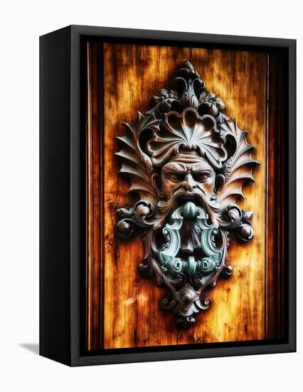 Angry Man Face Door Knocker in Florence-George Oze-Framed Premier Image Canvas