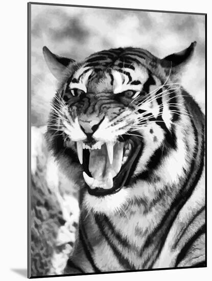 Angry Tiger Face-Snap2Art-Mounted Art Print