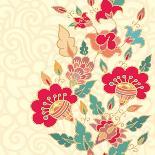 Decorative Floral Composition with Pomegranate Flowers-aniana-Stretched Canvas