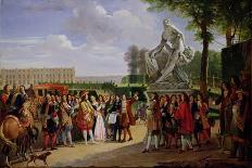 Louis XIV Dedicating Puget's "Milo of Crotona" in the Gardens at Versailles, 1819-Anicet-Charles Lemonnier-Framed Giclee Print