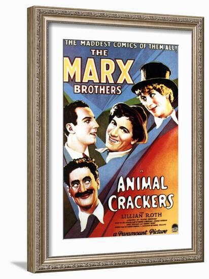 Animal Crackers, Groucho Marx, Zeppo Marx, Chico Marx, Harpo Marx, 1930-null-Framed Art Print