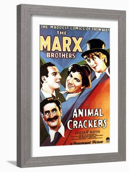 Animal Crackers, Groucho Marx, Zeppo Marx, Chico Marx, Harpo Marx, 1930-null-Framed Art Print