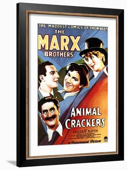 Animal Crackers, Groucho Marx, Zeppo Marx, Chico Marx, Harpo Marx, 1930-null-Framed Art Print