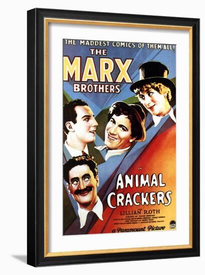 Animal Crackers, Groucho Marx, Zeppo Marx, Chico Marx, Harpo Marx, 1930-null-Framed Art Print