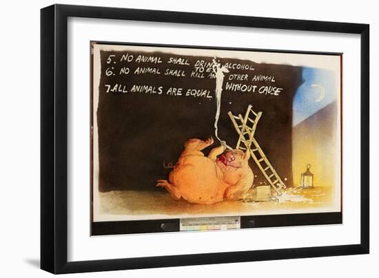 Animal Farm, p121, 1995 (drawing)-Ralph Steadman-Framed Giclee Print